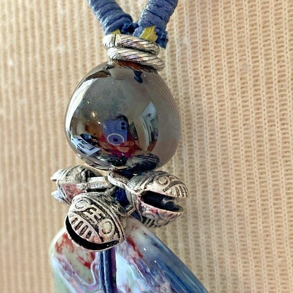 Zevar By Treska Necklace Silver Glass Beads Multicolor Statement Piece Boho NWT! - Picture 4 of 11